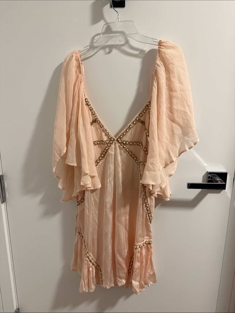 Free People NWT Jen's Pirate Booty Women Natural Saffron Romper Sz L Embellished - Picture 2 of 3
